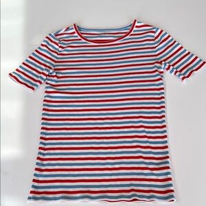 J Crew red, white, and blue striped cotton perfect fit tee. Size small